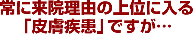 常に来院理由の上位に入る「皮膚疾患」ですが…