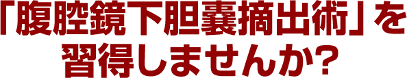 「腹腔鏡下胆嚢摘出術」を習得しませんか？