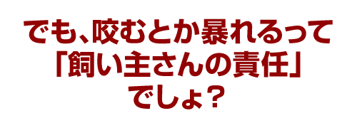 でも、咬むとか暴れるって「飼い主さんの責任」でしょ？