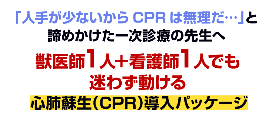 獣医師１人＋看護師１人でも迷わず動ける心肺蘇生（CPR）導入パッケージ