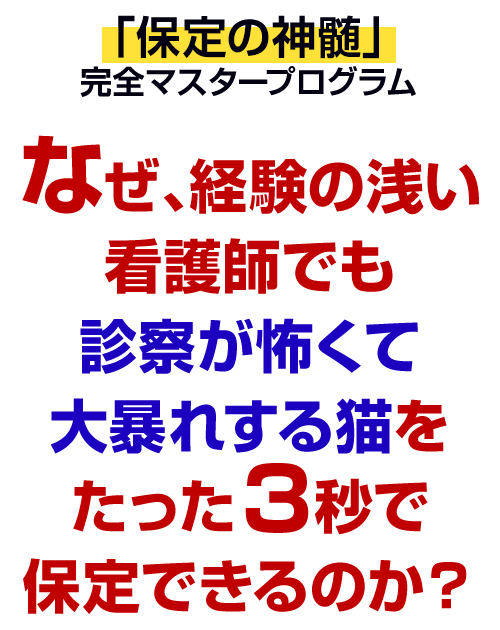 なぜ、経験の浅い看護師でも診察が怖くて大暴れする猫をたった3秒で保定できるのか？