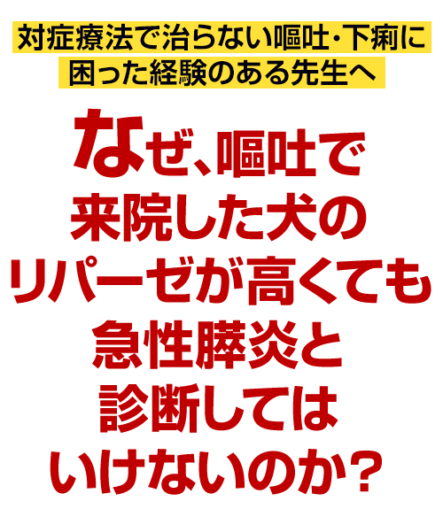 なぜ、嘔吐で来院した犬のリパーゼが高くても急性膵炎と診断してはいけないのか？