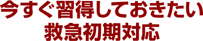 今すぐ習得しておきたい救急初期対応