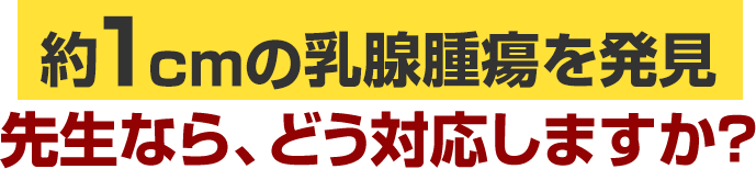 約1cmの乳腺腫瘍を発見先生なら、どう対応しますか？