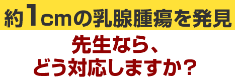 約1cmの乳腺腫瘍を発見先生なら、どう対応しますか？
