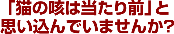 「猫の咳は当たり前」と思い込んでいませんか？